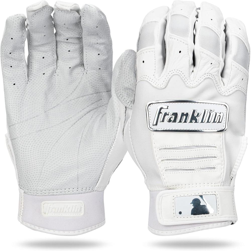 imageFranklin Sports MLB Baseball Batting Gloves  CFX Pro Adult  Youth  Baseball  Softball  Multiple Sizes  ColorsChrome White