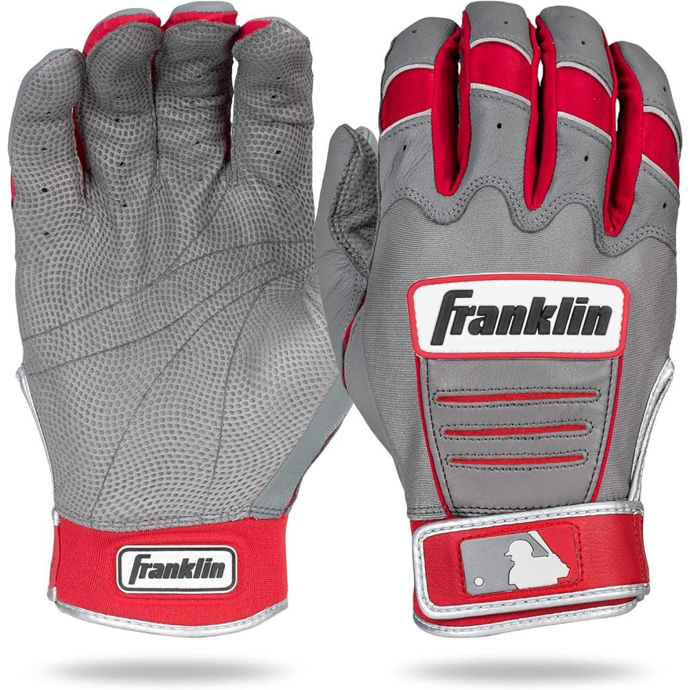 imageFranklin Sports MLB Baseball Batting Gloves  CFX Pro Adult  Youth  Baseball  Softball  Multiple Sizes  ColorsGreyRed