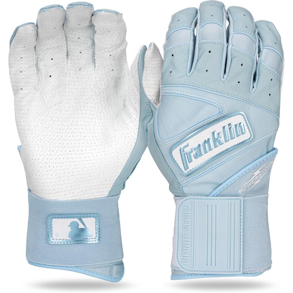 imageFranklin Sports MLB Batting Gloves  Infinite Powerstrap Baseball  Softball Long Cuff Batting Gloves  Adult  YouthCarolina Blue