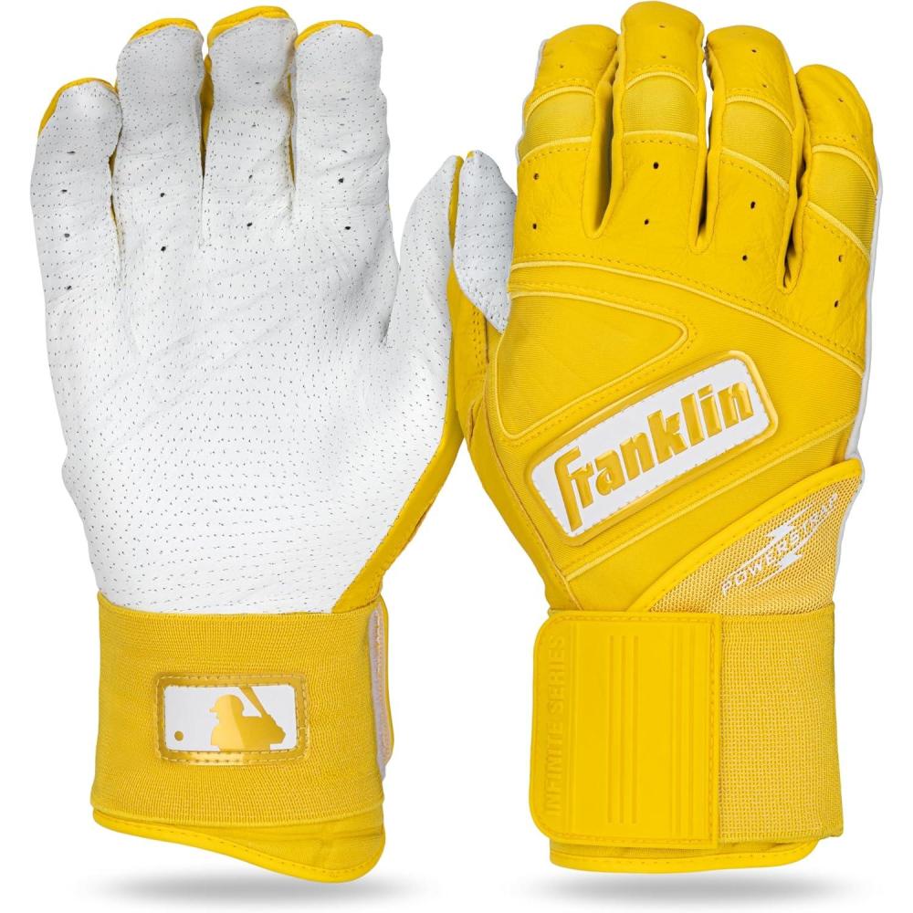 imageFranklin Sports MLB Batting Gloves  Infinite Powerstrap Baseball  Softball Long Cuff Batting Gloves  Adult  YouthYellow