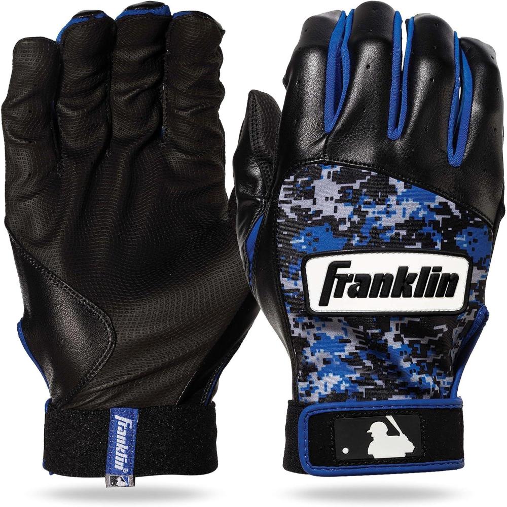 imageFranklin Sports MLB Youth Batting Gloves  Digitek Camo Baseball  Softball  Premium Leather  Many Sizes  Colors  YouthGrayBlackRoyal