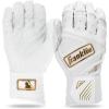 imageFranklin Sports MLB Batting Gloves  Infinite Powerstrap Baseball  Softball Long Cuff Batting Gloves  Adult  YouthWhiteGold