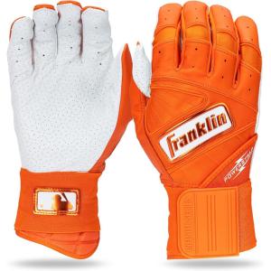 imageFranklin Sports MLB Batting Gloves  Infinite Powerstrap Baseball  Softball Long Cuff Batting Gloves  Adult  YouthOrange HiLite