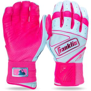 imageFranklin Sports MLB Batting Gloves  Infinite Powerstrap Baseball  Softball Long Cuff Batting Gloves  Adult  YouthPinkCarolina Blue