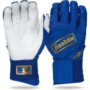 imageFranklin Sports MLB Batting Gloves  Infinite Powerstrap Baseball  Softball Long Cuff Batting Gloves  Adult  YouthRoyalGold