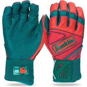 imageFranklin Sports MLB Batting Gloves  Infinite Powerstrap Baseball  Softball Long Cuff Batting Gloves  Adult  YouthTealCoral