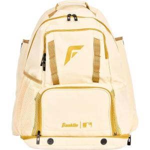 imageFranklin Sports MLB Gameday Baseball  Softball Backpack  Adult Youth Equipment  Bat Bag  Stores Batting Gloves Helmet Cleats  More  Waterproof Premium BatpackVanillaGold
