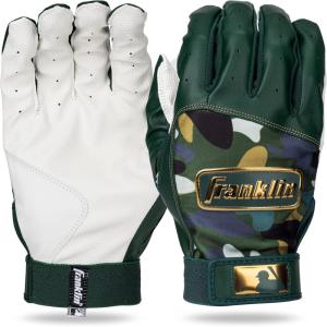 imageFranklin Sports MLB Youth Batting Gloves  Digitek Camo Baseball  Softball  Premium Leather  Many Sizes  Colors  YouthWhiteForest Green