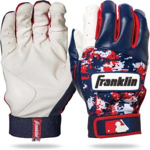 imageFranklin Sports MLB Youth Batting Gloves  Digitek Camo Baseball  Softball  Premium Leather  Many Sizes  Colors  YouthWhiteRedNavy