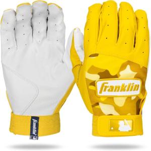 imageFranklin Sports MLB Youth Batting Gloves  Digitek Camo Baseball  Softball  Premium Leather  Many Sizes  Colors  YouthWhiteYellow