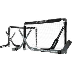 image:imageFranklin Sports NHL Kids Mini Hockey Goal Set  2 Mini  Knee Hockey Goals 4 Youth Sticks 2 Goalie Sticks  4 Foam Balls  Knee  Mini Hockey SetBlack