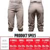image:imageFranklin 23427F5 Classic Fit Baseball Pants  Grey  Youth XL
