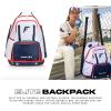image:imageFranklin Sports Gameday Baseball  Fastpitch Softball Backpacks  Adult  Youth Bat Bags for Equipment  Waterproof BatpacksRedWhiteBlue