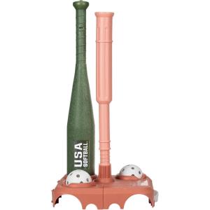 image:imageFranklin Sports USA Softball Kids Softball Batting Tee Set  Jumbo Plastic Softball Bat Ball  Tee  Adjustable  Portable for Youth  Toddlers  Fold Away