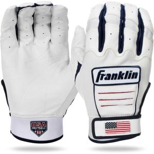 image:imageFranklin Sports USA Softball Womens Batting Gloves Fastpitch  Slowpitch Girls Gloves  Adult  Youth PairsWhiteNavyRed