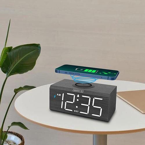 Wireless Charger Wooden Clock