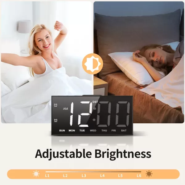 Digital Alarm Clock with Large Display Big Bold Numbers Dimmer 2 USB Charging Ports Snooze Small Table Desk Clock for Bedroom Living Room Clock for Heavy SleepersBlack