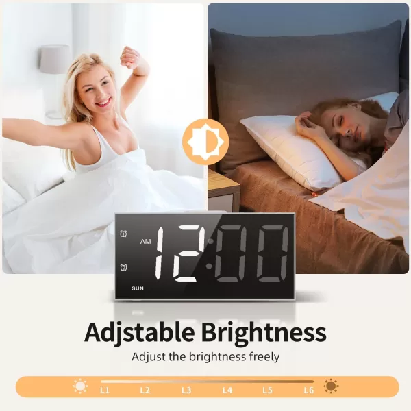 Digital Alarm Clock with Large Display Big Bold Numbers Dimmer 2 USB Charging Ports Snooze Small Table Desk Clock for Bedroom Living Room Clock for Heavy SleepersWhite