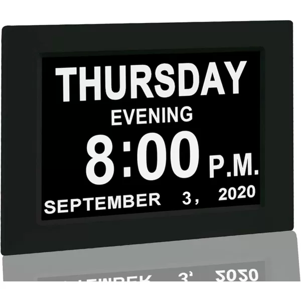 JALL New 2024 Digital Calendar Alarm Day Clock  with 8quot Large Screen Display am pm Multiple Alarms for Impaired Vision People The Aged Seniors The Dementia for Desk Wall MountedBlack