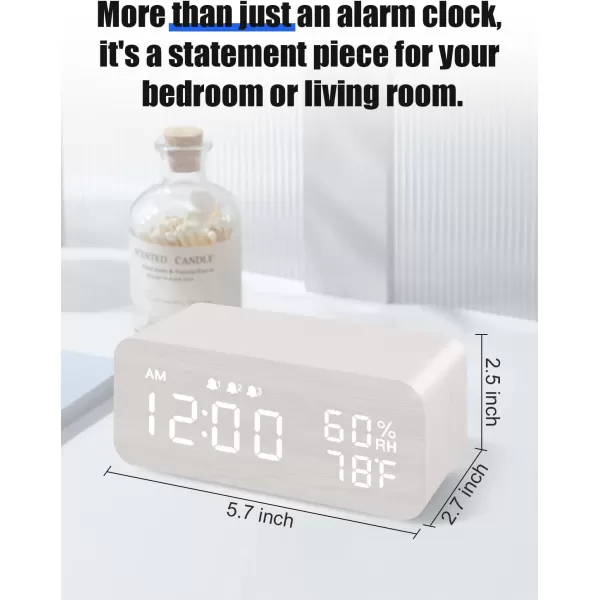 JALL Wooden Digital Alarm Clock with Wireless Charging Dimmable Adjustable Volume 3 Alarms WeekdayWeekend Mode Snooze Digital Clock for Bedroom Bedside Office BlackWhite