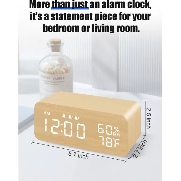 JALL Wooden Digital Alarm Clock with Wireless Charging Dimmable Adjustable Volume 3 Alarms WeekdayWeekend Mode Snooze Digital Clock for Bedroom Bedside Office BlackYellow