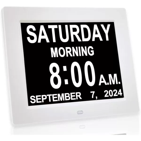 JALL New 2024 Digital Calendar Alarm Day Clock  with 8quot Large Screen Display am pm Multiple Alarms for Impaired Vision People The Aged Seniors The Dementia for Desk Wall MountedWhite