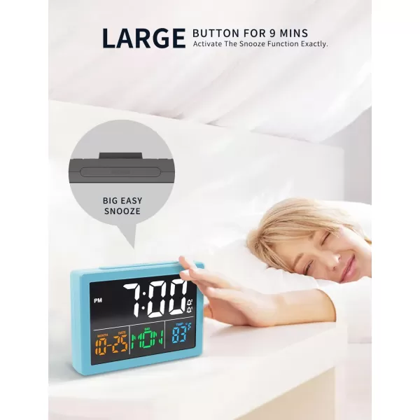 Digital Alarm Clock with 55quot Large LED Time Display Adjustable Alarm Volume 6 Level Brightness Alarm Settings USB Charger Temperature Detect Snooze Clocks for Bedroom Bedside Desk BlackBlue