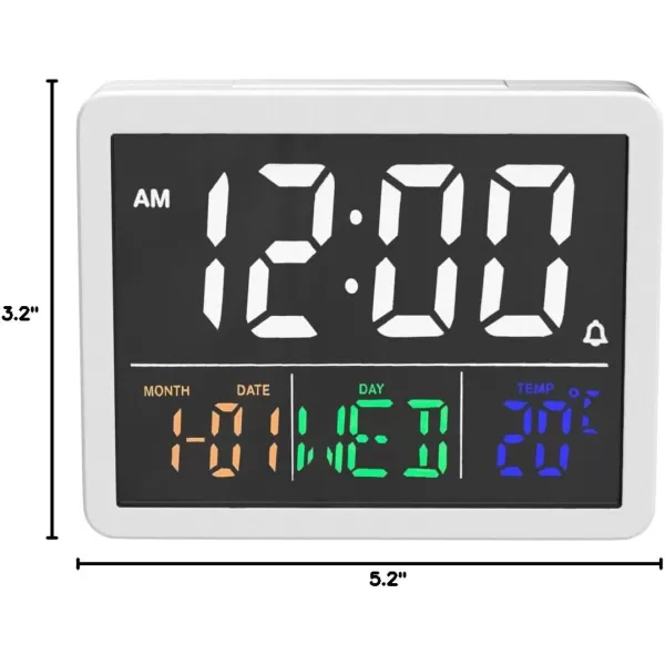 Digital Alarm Clock with 55quot Large LED Time Display Adjustable Alarm Volume 6 Level Brightness Alarm Settings USB Charger Temperature Detect Snooze Clocks for Bedroom Bedside Desk BlackWhite