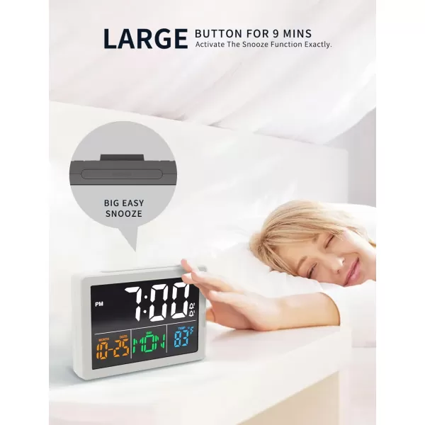 Digital Alarm Clock with 55quot Large LED Time Display Adjustable Alarm Volume 6 Level Brightness Alarm Settings USB Charger Temperature Detect Snooze Clocks for Bedroom Bedside Desk BlackWhite