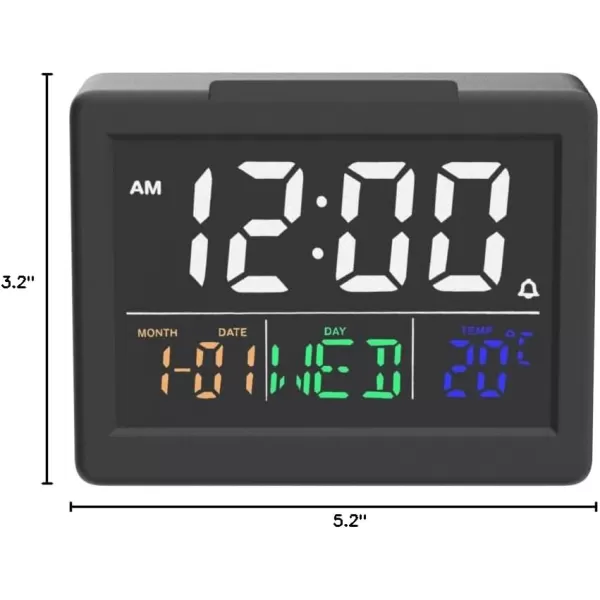 Digital Alarm Clock with 55quot Large LED Time Display Adjustable Alarm Volume 6 Level Brightness Alarm Settings USB Charger Temperature Detect Snooze Clocks for Bedroom Bedside Desk Black55 Black