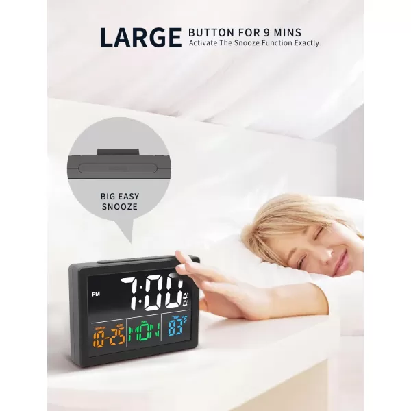 Digital Alarm Clock with 55quot Large LED Time Display Adjustable Alarm Volume 6 Level Brightness Alarm Settings USB Charger Temperature Detect Snooze Clocks for Bedroom Bedside Desk Black55 Black