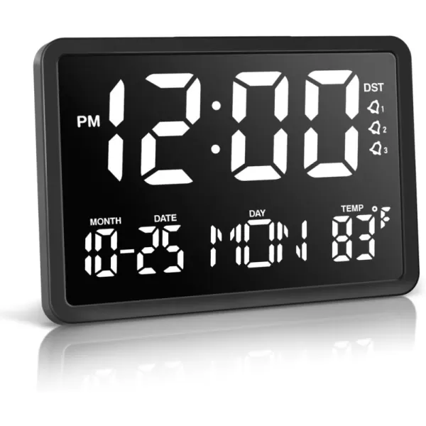 Digital Alarm Clock with 55quot Large LED Time Display Adjustable Alarm Volume 6 Level Brightness Alarm Settings USB Charger Temperature Detect Snooze Clocks for Bedroom Bedside Desk Black105 Black