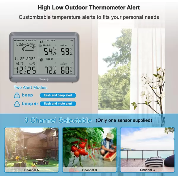 DreamSky Atomic Weather Station Indoor Outdoor Thermometer Wireless