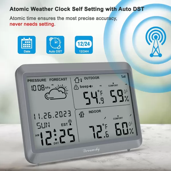 DreamSky Atomic Weather Station Indoor Outdoor Thermometer Wireless