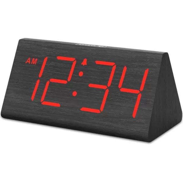 DreamSky Wooden Digital Alarm Clocks for Bedrooms  Electric Desk Clock with Large Numbers USB Port Battery Backup Alarm Adjustable Volume Dimmer Snooze DST Wood Dcor 1224H BlueBlackred