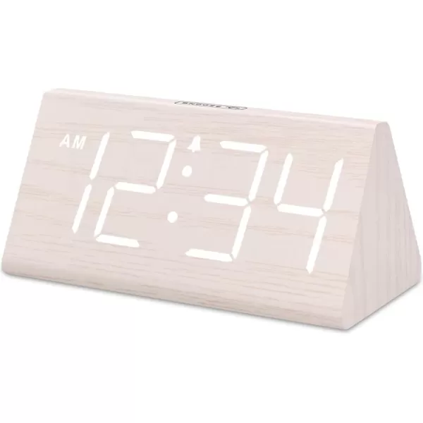 DreamSky Wooden Digital Alarm Clocks for Bedrooms  Electric Desk Clock with Large Numbers USB Port Battery Backup Alarm Adjustable Volume Dimmer Snooze DST Wood Dcor 1224H BlueWhite