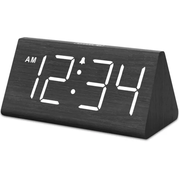 DreamSky Wooden Digital Alarm Clocks for Bedrooms  Electric Desk Clock with Large Numbers USB Port Battery Backup Alarm Adjustable Volume Dimmer Snooze DST Wood Dcor 1224H BlueBlack