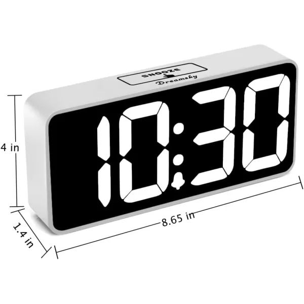 DreamSky Large Digital Alarm Clock Big Numbers for Seniors ampamp Visually Impaired 9 Inches Electric Clocks for Bedroom Jumbo Display Fully Dimmable Brightness USB Ports Adjustable Alarm VolumeWhite Case  White Digit