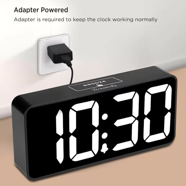 DreamSky Large Digital Alarm Clock Big Numbers for Seniors ampamp Visually Impaired 9 Inches Electric Clocks for Bedroom Jumbo Display Fully Dimmable Brightness USB Ports Adjustable Alarm VolumeBlack Case  White Digit