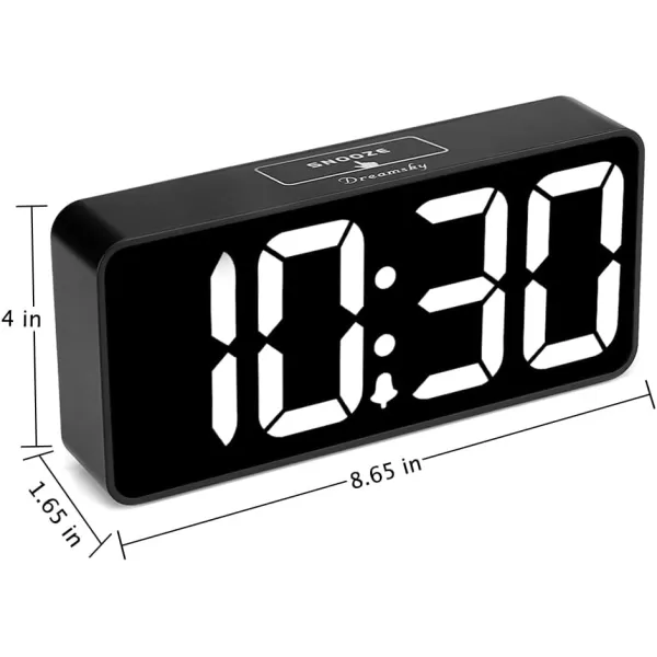 DreamSky Large Digital Alarm Clock Big Numbers for Seniors ampamp Visually Impaired 9 Inches Electric Clocks for Bedroom Jumbo Display Fully Dimmable Brightness USB Ports Adjustable Alarm VolumeBlack Case  White Digit