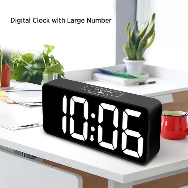 DreamSky Large Digital Alarm Clock Big Numbers for Seniors ampamp Visually Impaired 9 Inches Electric Clocks for Bedroom Jumbo Display Fully Dimmable Brightness USB Ports Adjustable Alarm VolumeBlack Case  White Digit