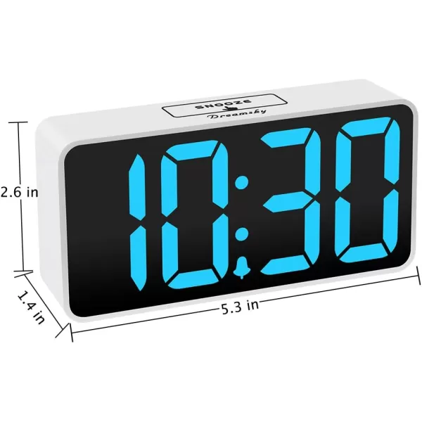 DreamSky Super Loud Alarm Clock for Heavy Sleepers  RGB Small Digital Clock for Kids Bedroom Bedside Nightstand Electric Desk Clock with Large Numbers Dimmer Adjustable Volume USB Port SnoozeWhite Caseblue Digit