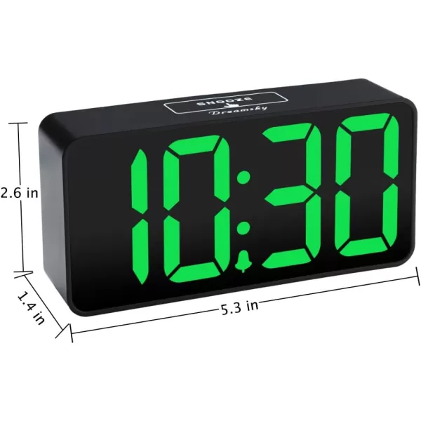 DreamSky Super Loud Alarm Clock for Heavy Sleepers  RGB Small Digital Clock for Kids Bedroom Bedside Nightstand Electric Desk Clock with Large Numbers Dimmer Adjustable Volume USB Port SnoozeGreen