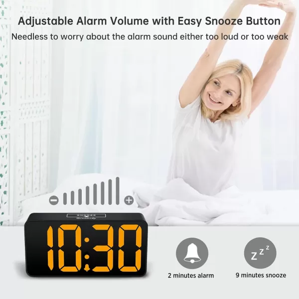 DreamSky Super Loud Alarm Clock for Heavy Sleepers  RGB Small Digital Clock for Kids Bedroom Bedside Nightstand Electric Desk Clock with Large Numbers Dimmer Adjustable Volume USB Port SnoozeOrange