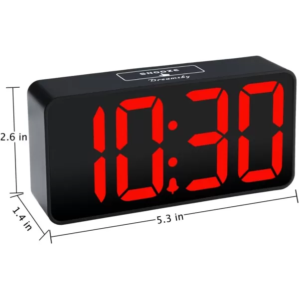 DreamSky Super Loud Alarm Clock for Heavy Sleepers  RGB Small Digital Clock for Kids Bedroom Bedside Nightstand Electric Desk Clock with Large Numbers Dimmer Adjustable Volume USB Port SnoozeRed