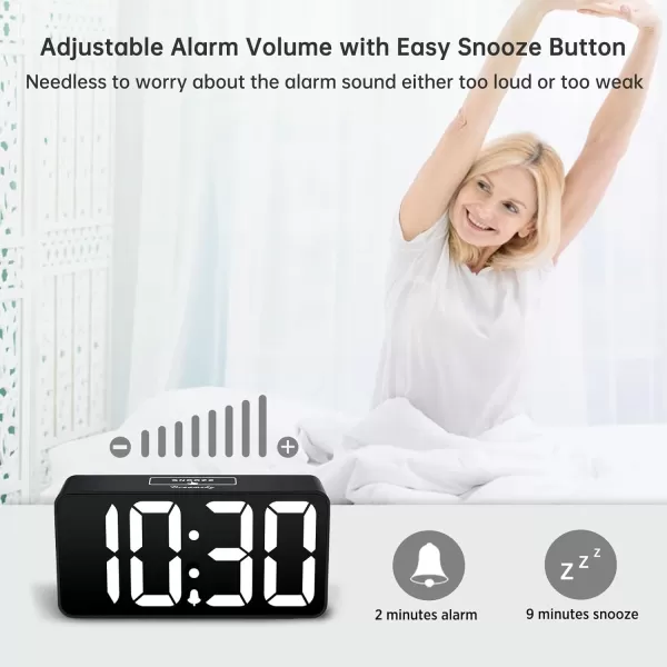 DreamSky Super Loud Alarm Clock for Heavy Sleepers  RGB Small Digital Clock for Kids Bedroom Bedside Nightstand Electric Desk Clock with Large Numbers Dimmer Adjustable Volume USB Port SnoozeWhite