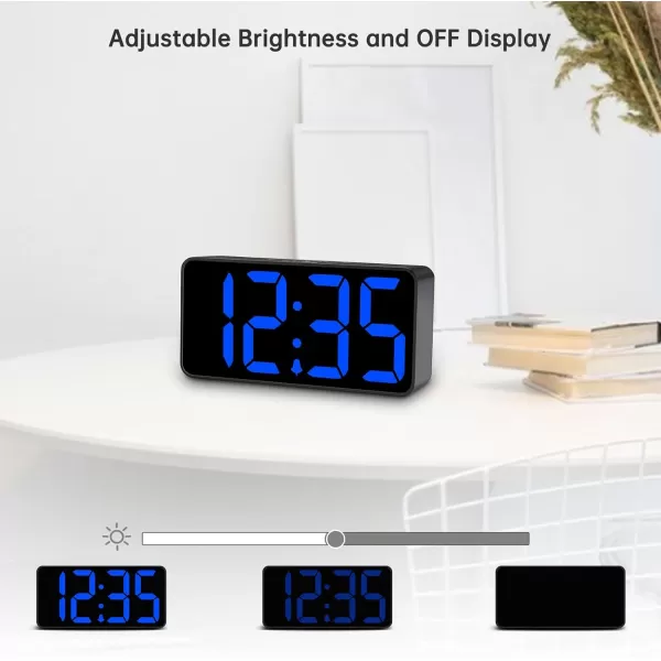 DreamSky Super Loud Alarm Clock for Heavy Sleepers  RGB Small Digital Clock for Kids Bedroom Bedside Nightstand Electric Desk Clock with Large Numbers Dimmer Adjustable Volume USB Port SnoozeBlue