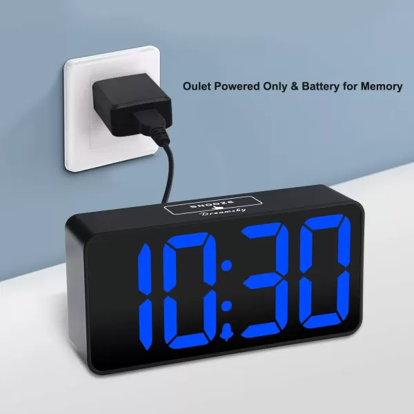 DreamSky Super Loud Alarm Clock for Heavy Sleepers  RGB Small Digital Clock for Kids Bedroom Bedside Nightstand Electric Desk Clock with Large Numbers Dimmer Adjustable Volume USB Port SnoozeBlue