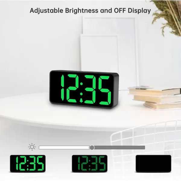 DreamSky Super Loud Alarm Clock for Heavy Sleepers  RGB Small Digital Clock for Kids Bedroom Bedside Nightstand Electric Desk Clock with Large Numbers Dimmer Adjustable Volume USB Port SnoozeGreen