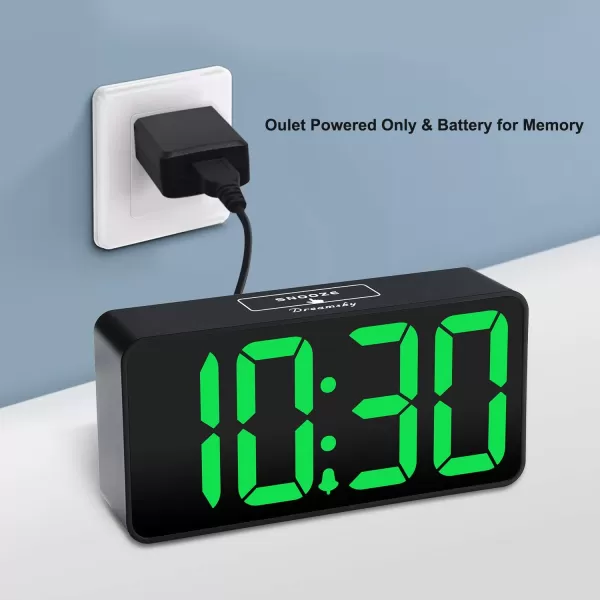 DreamSky Super Loud Alarm Clock for Heavy Sleepers  RGB Small Digital Clock for Kids Bedroom Bedside Nightstand Electric Desk Clock with Large Numbers Dimmer Adjustable Volume USB Port SnoozeGreen